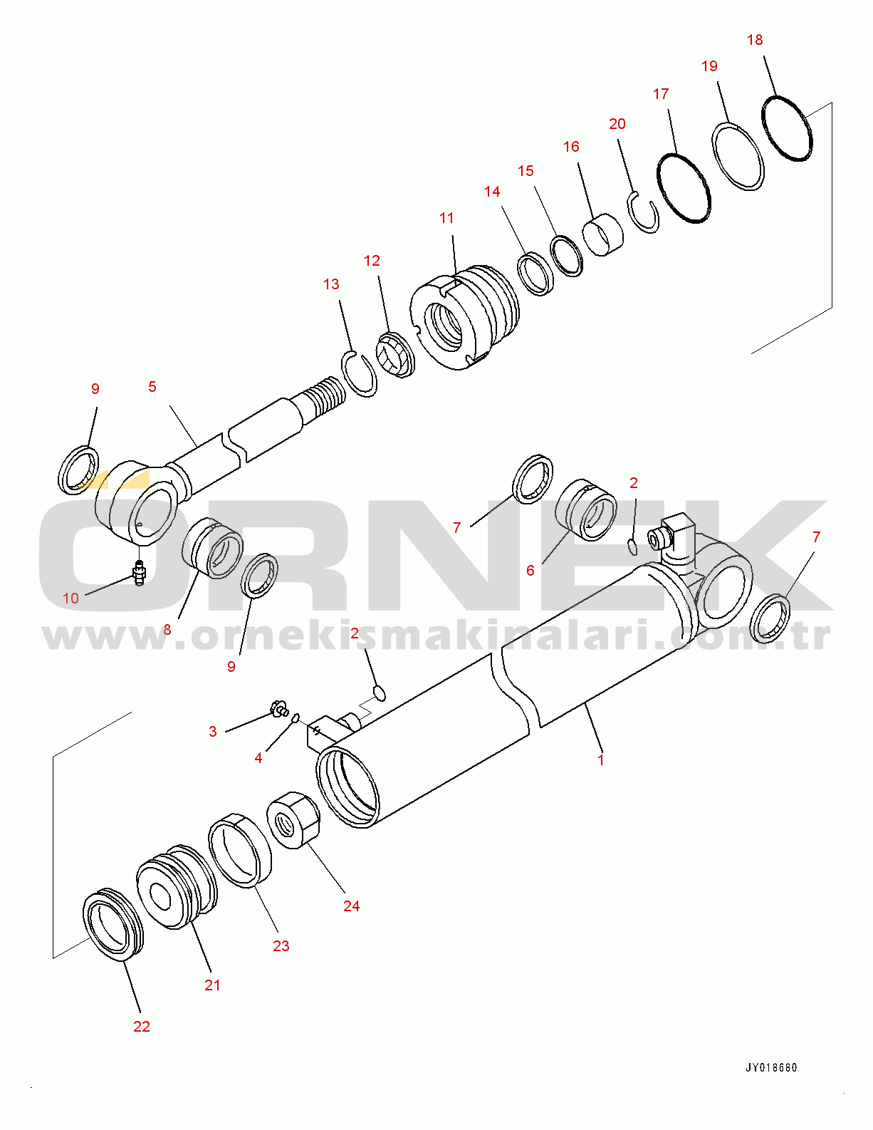 Komatsu WA470-7 S/N 10001-UP Steering Cylinder, L.H. (#10001-)