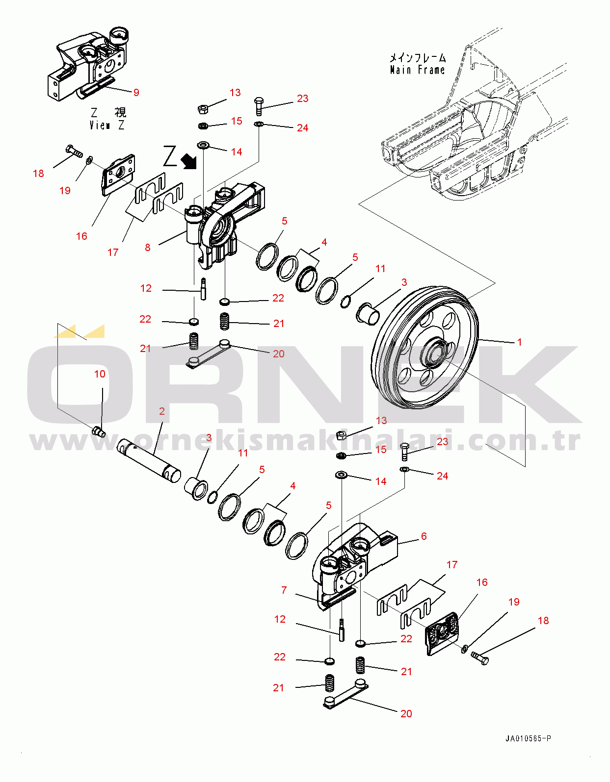 Komatsu D37EX-23 S/N 80001-UP Front Idler (#80001-)