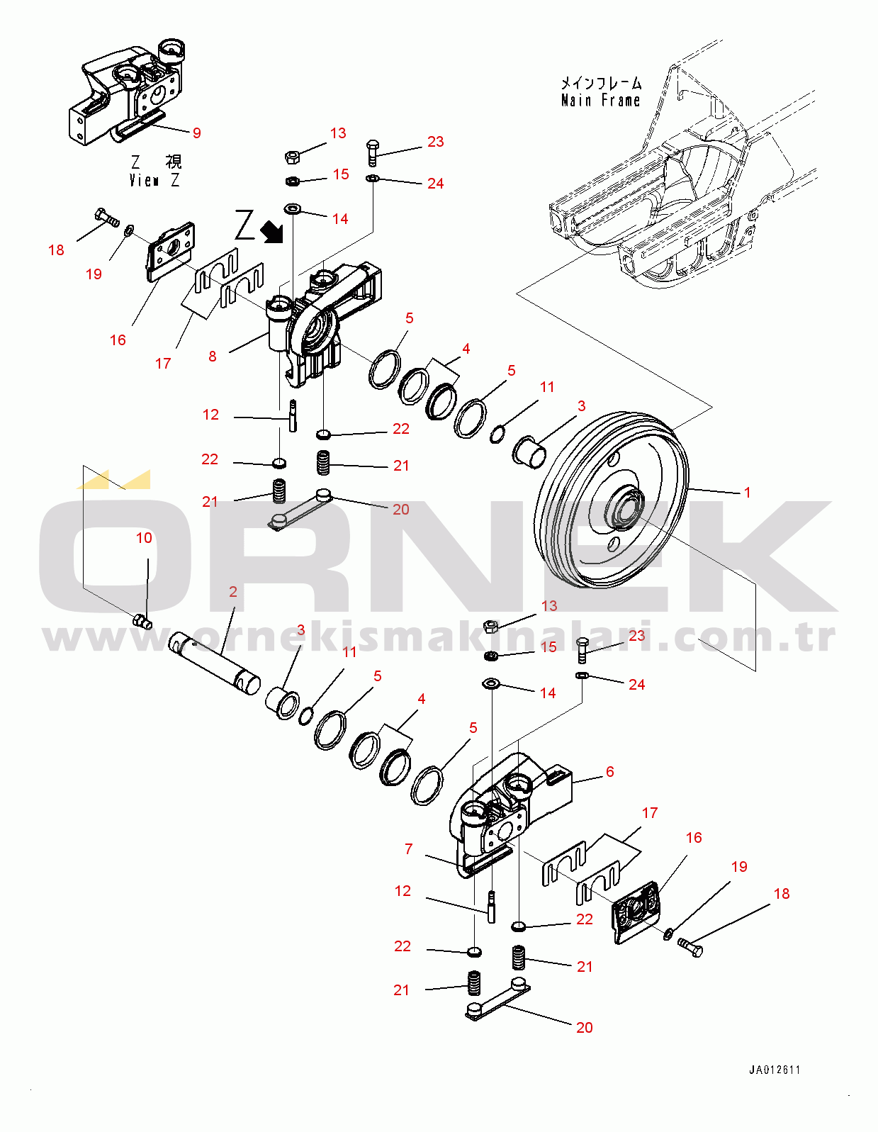 Komatsu D37EX-23 S/N 80001-UP Front Idler (#80001-)
