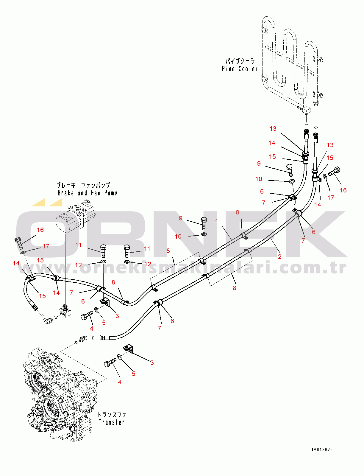 Komatsu WA320-7 S/N 80001-UP Power Train Oil Cooler Piping (#80001-)
