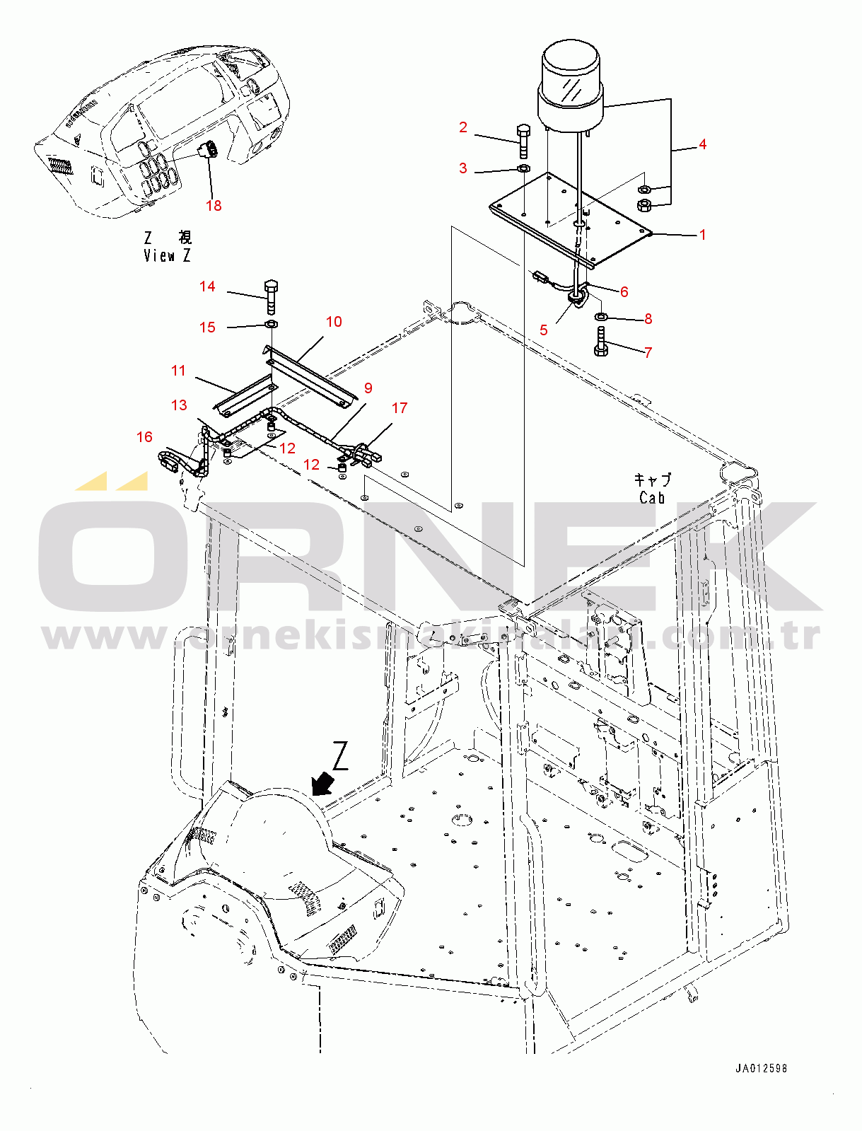 Komatsu WA320-7 S/N 80001-UP Working Lamp, Beacon Lamp (#80001-)