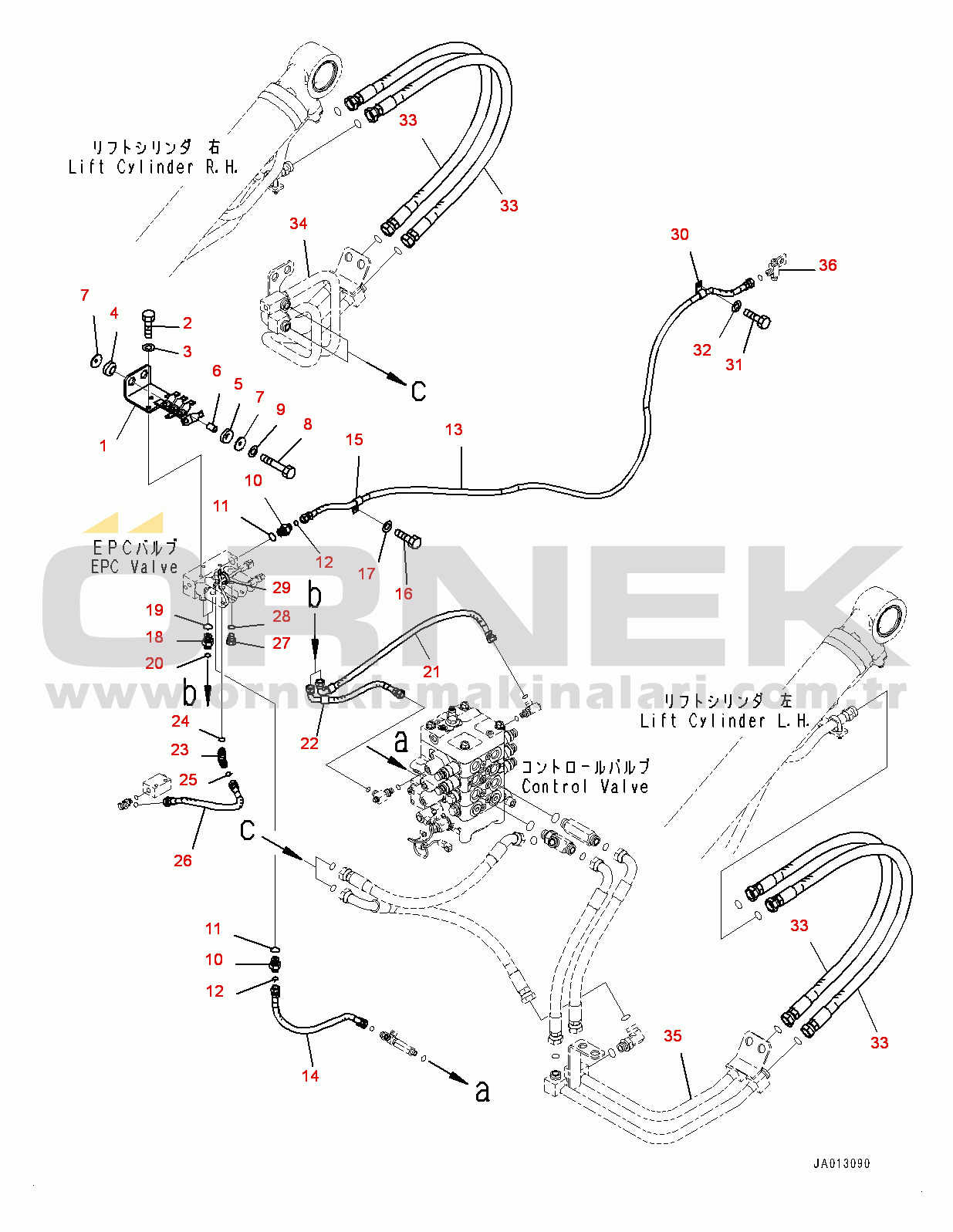 Komatsu WA320-7 S/N 80001-UP Hydraulic Oil Piping, EPC Valve Piping (#80001-)