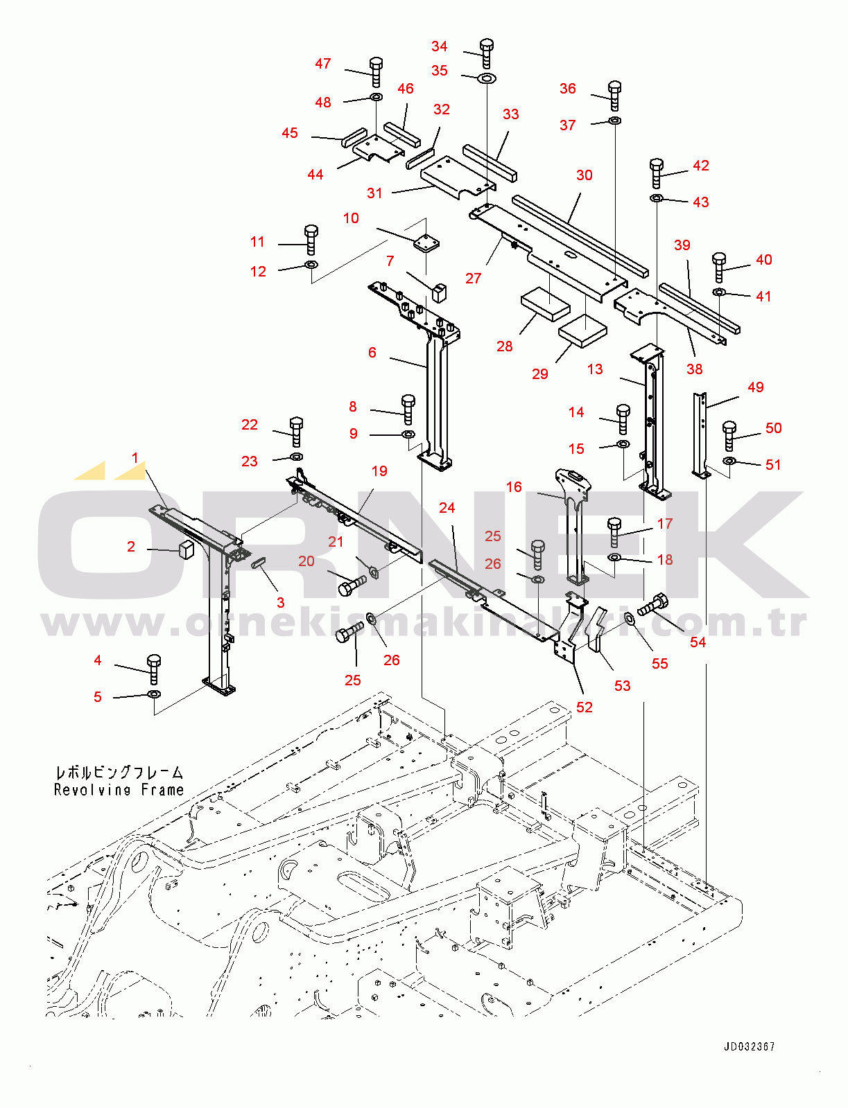 Komatsu PC700LC-8R S/N 70001-UP Machine Cab Frame, Frame and Cover (#70001-)