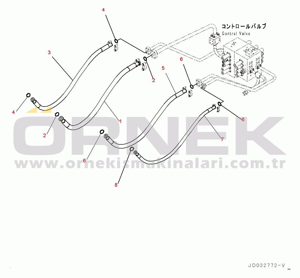 Komatsu PC600LC-8R1 S/N 70001-UP Arm and Bucket Piping, Hose (#70001-)