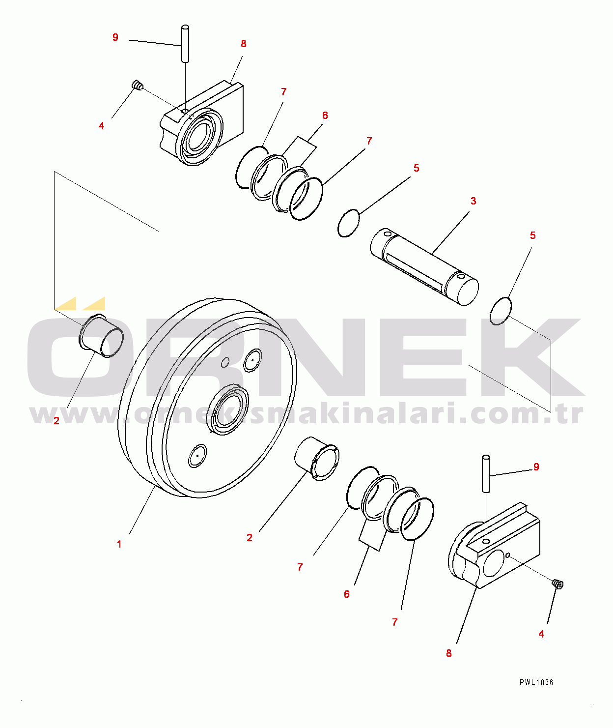 Komatsu PC600LC-8R1 S/N 70001-UP Track Frame, Front Idler, L.H. (#70001-)