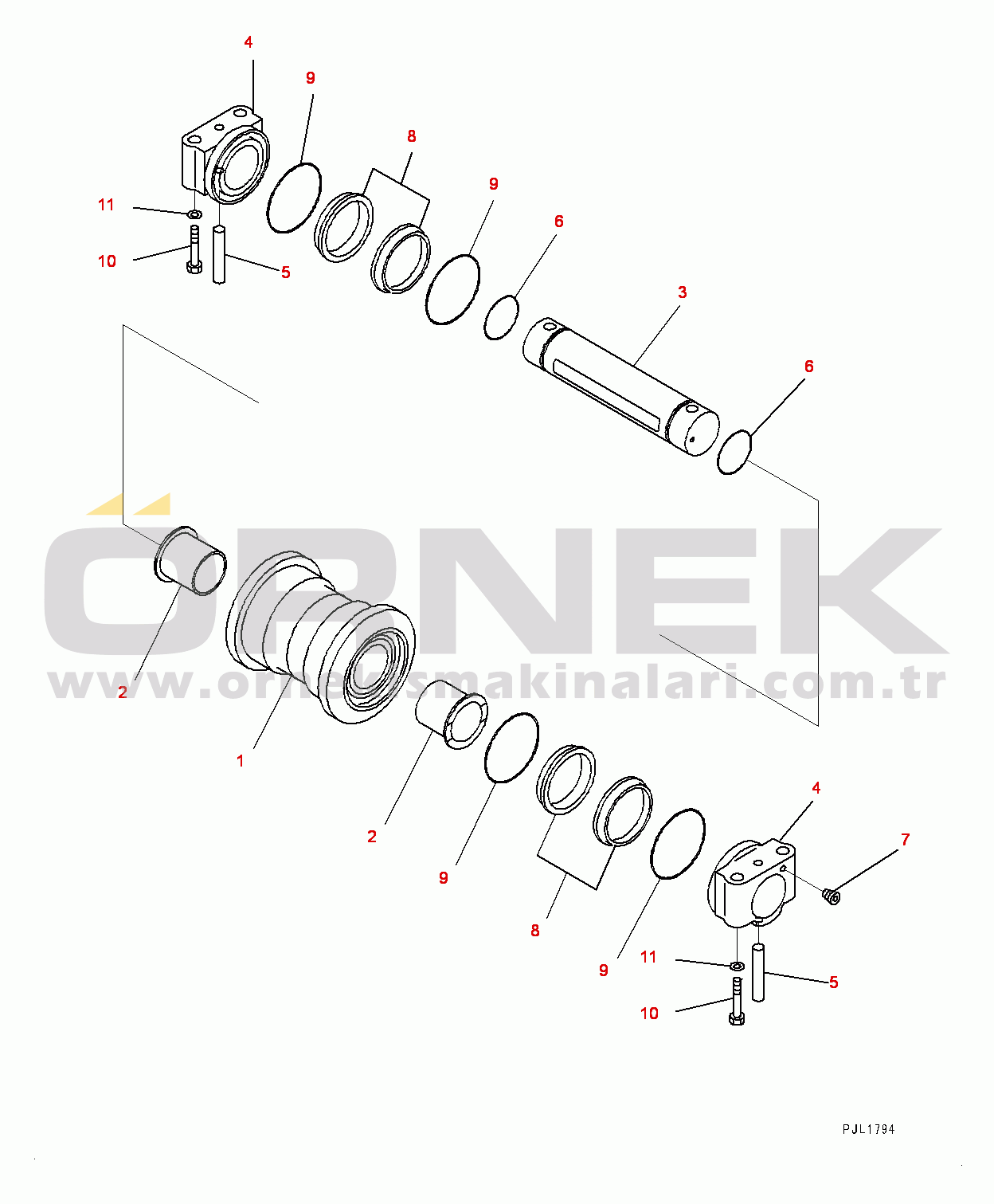 Komatsu PC600LC-8R1 S/N 70001-UP Track Frame, Track Roller, L.H. (#70001-)