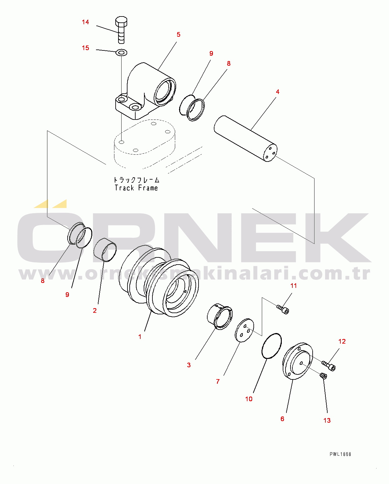 Komatsu PC600LC-8R1 S/N 70001-UP Track Frame, Carrier Roller, L.H. (#70001-)