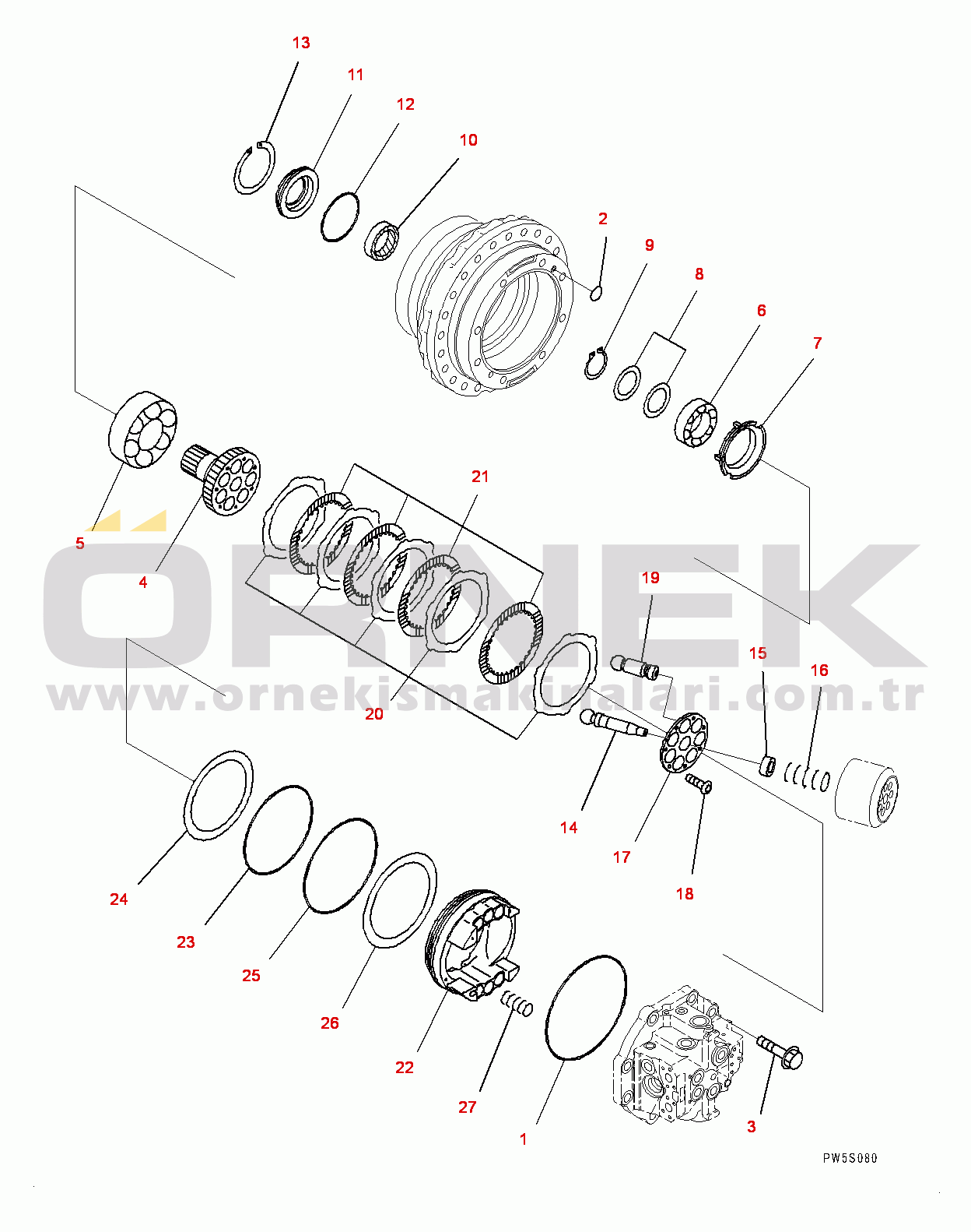 Komatsu PC600LC-8R1 S/N 70001-UP Track Frame, Travel Motor , L.H. (2/3) (#70001-)