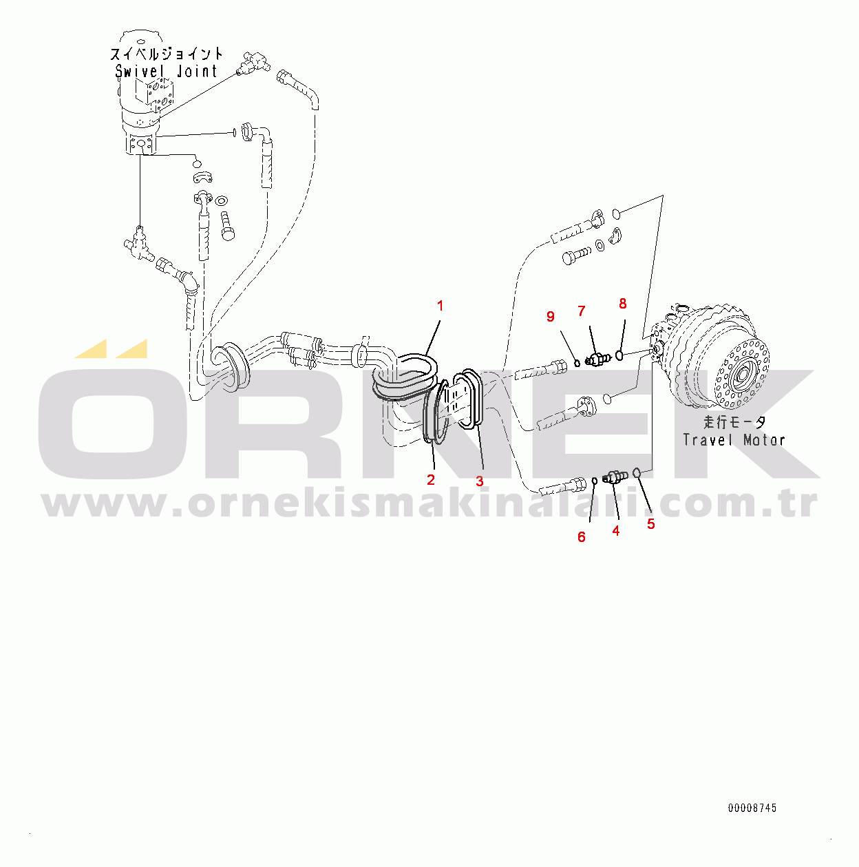 Komatsu PC600LC-8R1 S/N 70001-UP Track Frame, Travel Piping L.H. (#70001-)