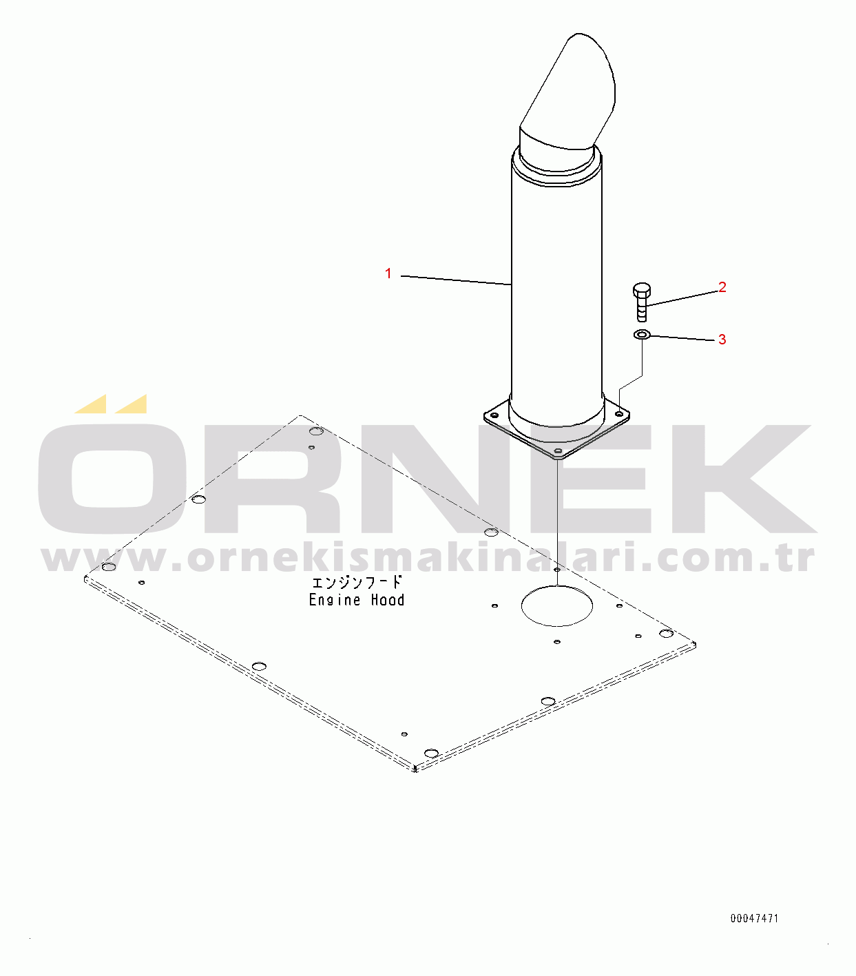 Komatsu WA600-6 S/N 61052-UP (For KAL) Exhaust Pipe (#60638-)