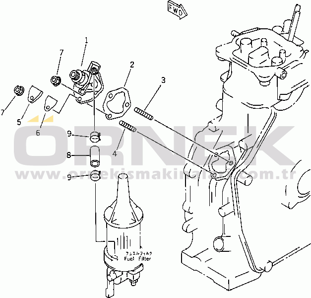 Komatsu 1D75-1A S/N 00100-UP FUEL INJECTION PUMP AND PIPING