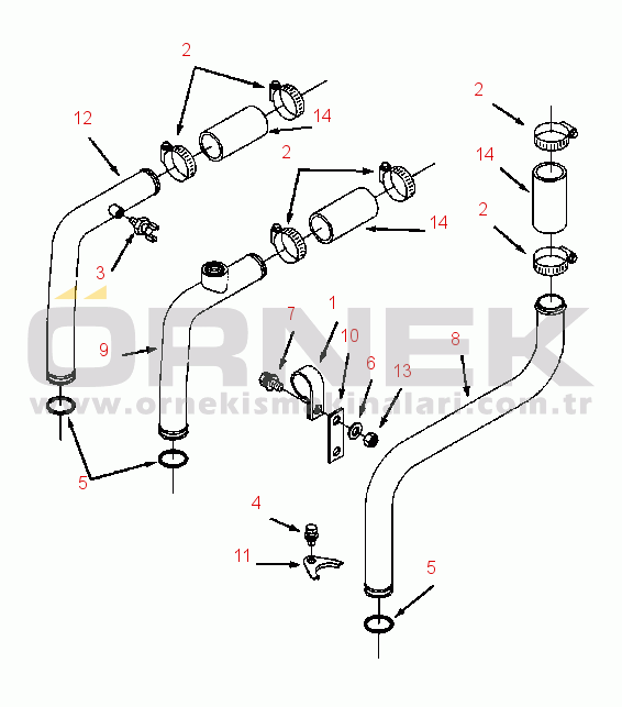 Komatsu 210M QSK19 Engine AFTERCOOLER WATER PLUMBING