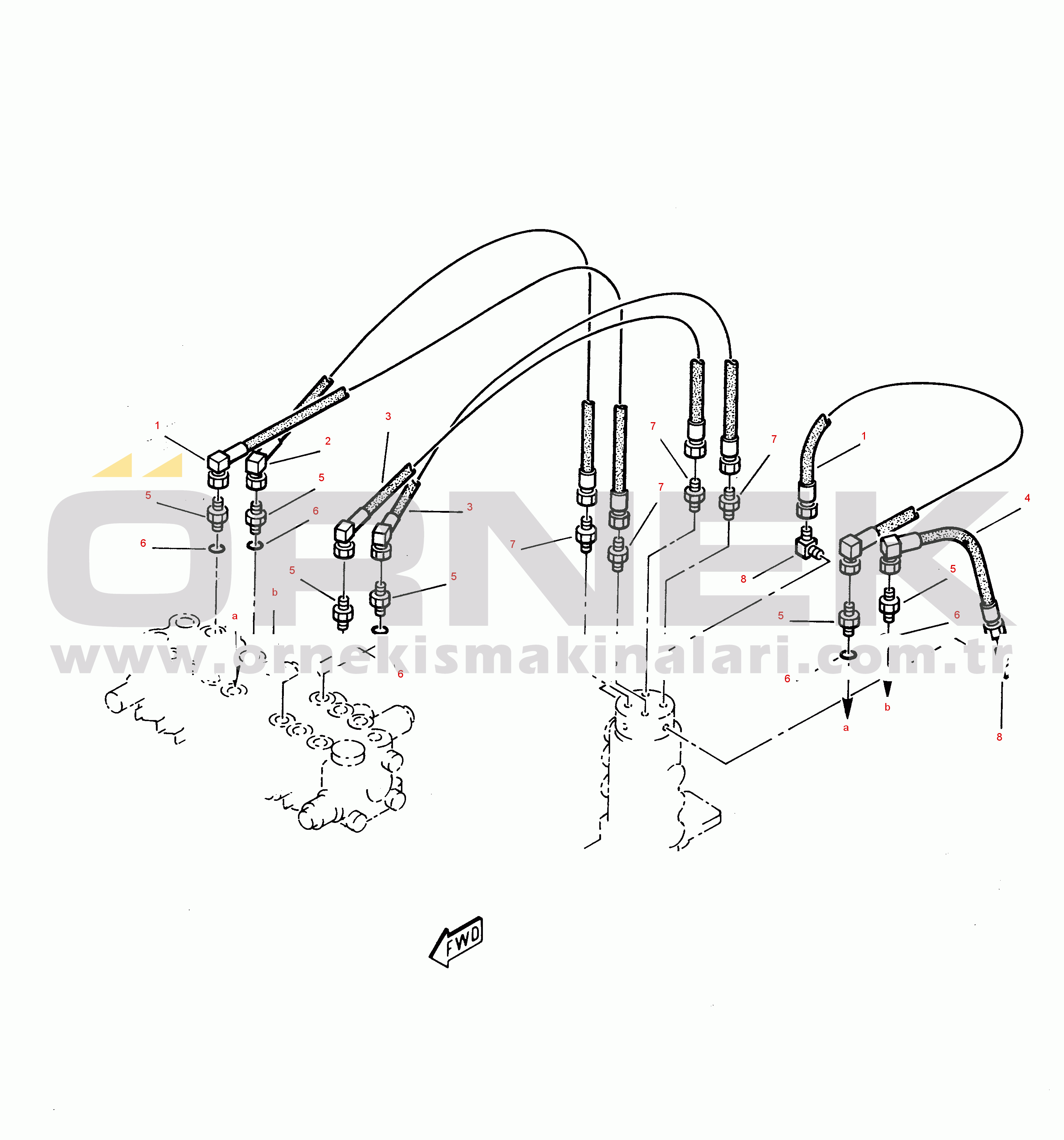 Komatsu 212 S/N 21200007-UP HYDRAULIC PIPING (TRAVEL AND BLADE LINE)