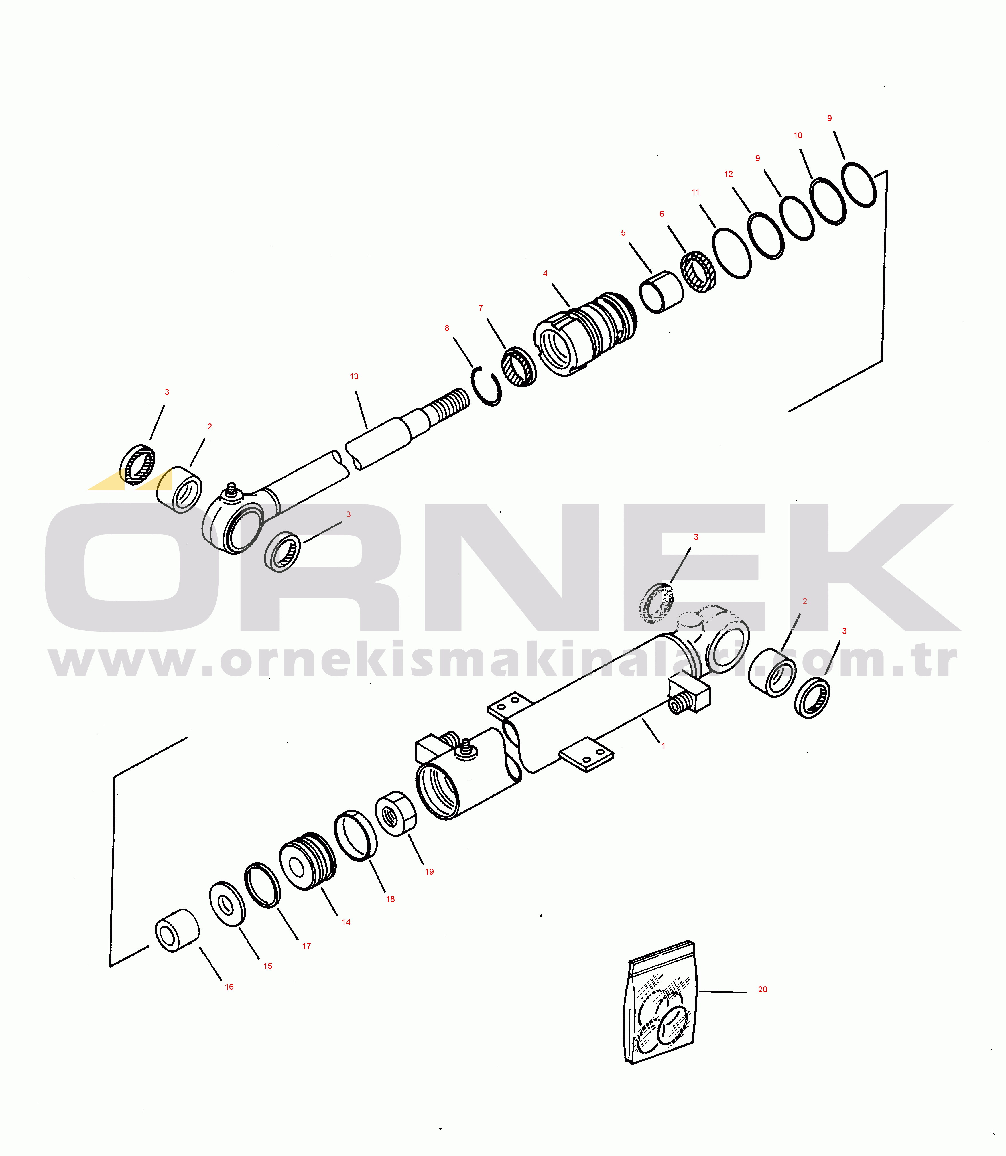 Komatsu 212 S/N 21200007-UP BOOM CYLINDER (LONG STROKE) OPTIONAL (WITH CANOPY)
