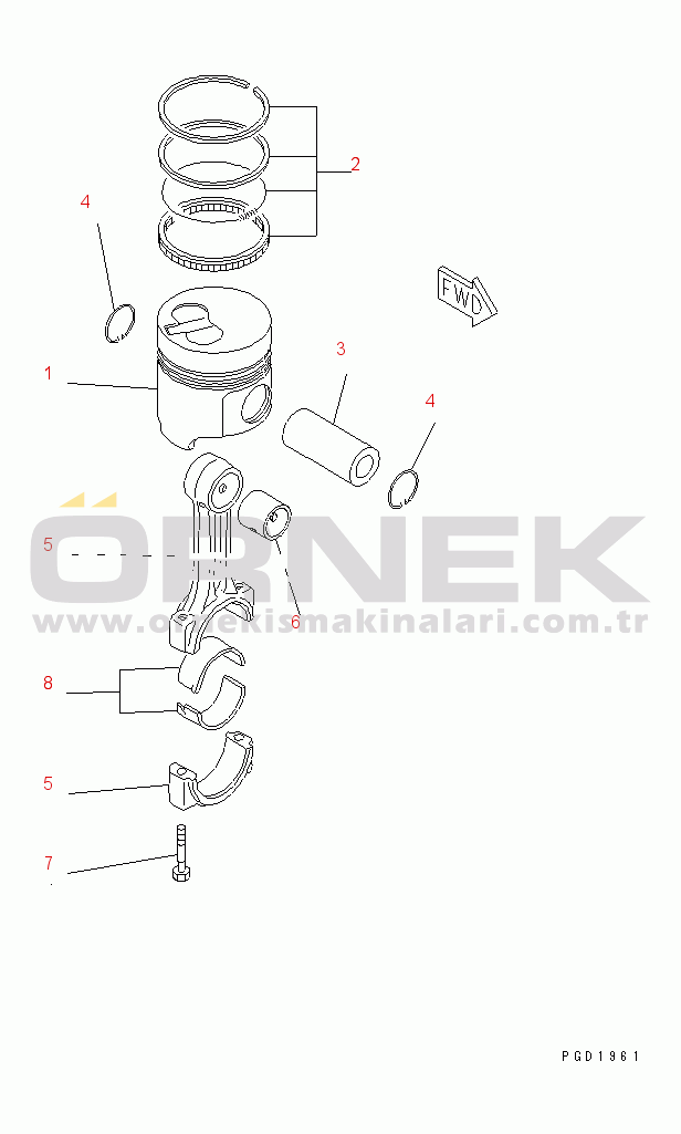 Komatsu 2D68E-N3B S/N N00101-UP PISTON AND CONNECTING ROD