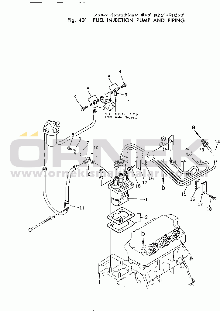 Komatsu 3D72-1 S/N 01001-UP FUEL INJECTION PUMP AND PIPING
