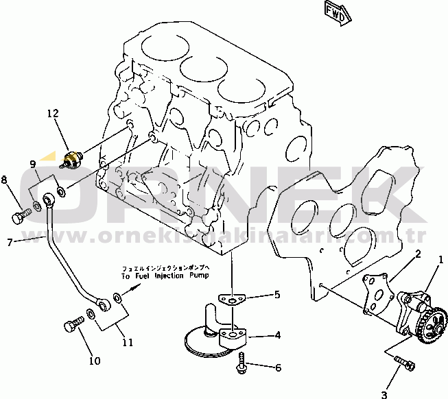 Komatsu 3D78-1F S/N 01589-UP LUBRICATING OIL PUMP AND PIPING(#06463-)