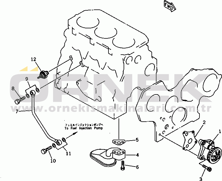 Komatsu 3D84-2A S/N 00103-UP LUBRICATING OIL PUMP AND SUCTION PIPE
