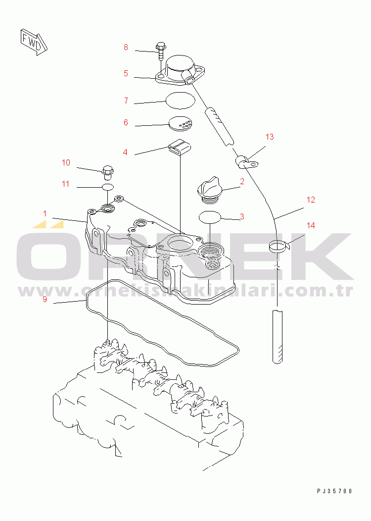 Komatsu 3D84-2A S/N 00103-UP CYLINDER HEAD COVER