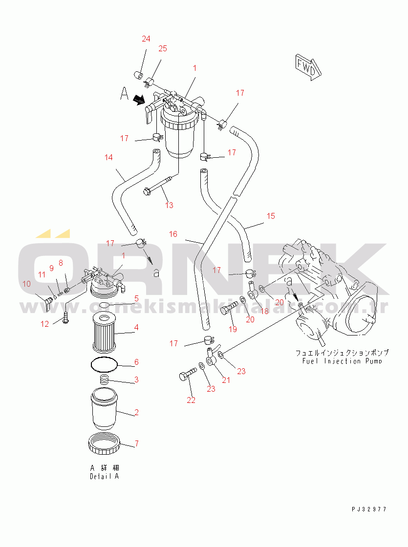 Komatsu 3D84-2D S/N 00292-UP FUEL FILTER AND PIPING(#03321-)