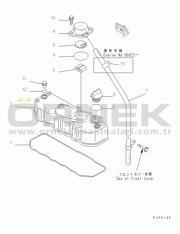 Komatsu 3D88E-3B S/N 00101-UP CYLINDER HEAD COVER(#00801-)