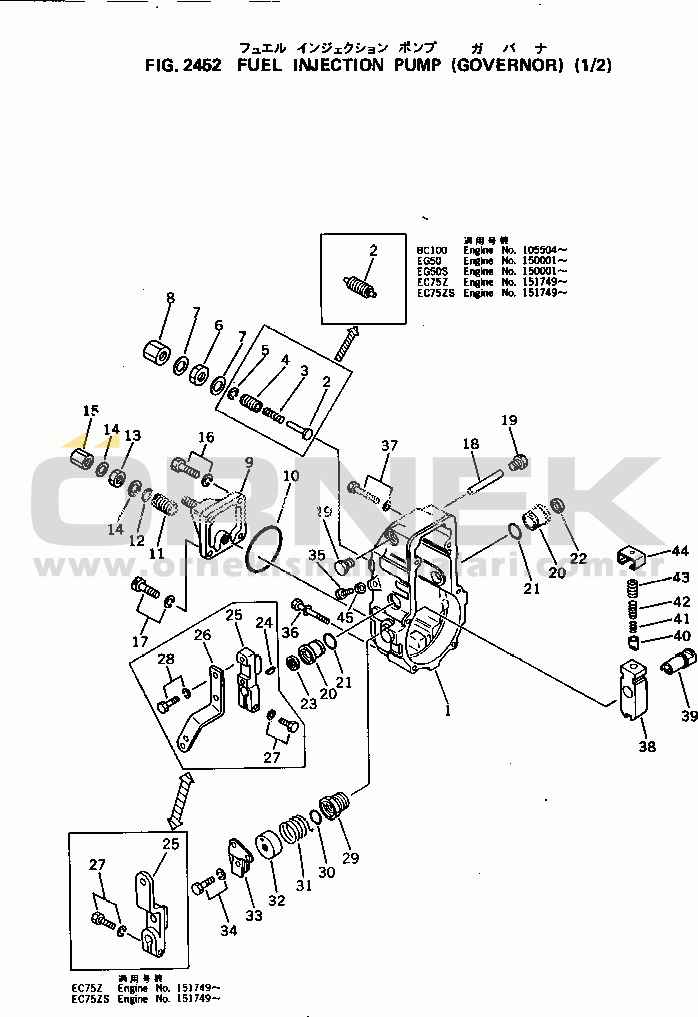 Komatsu 4D105-5N S/N 151749-UP FUEL INJECTION PUMP (GOVERNOR) (1/2)
