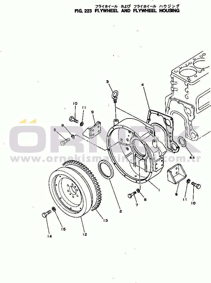 Komatsu 4D130-1G-VS S/N 10030-UP FLYWHEEL AND FLYWHEEL HOUSING