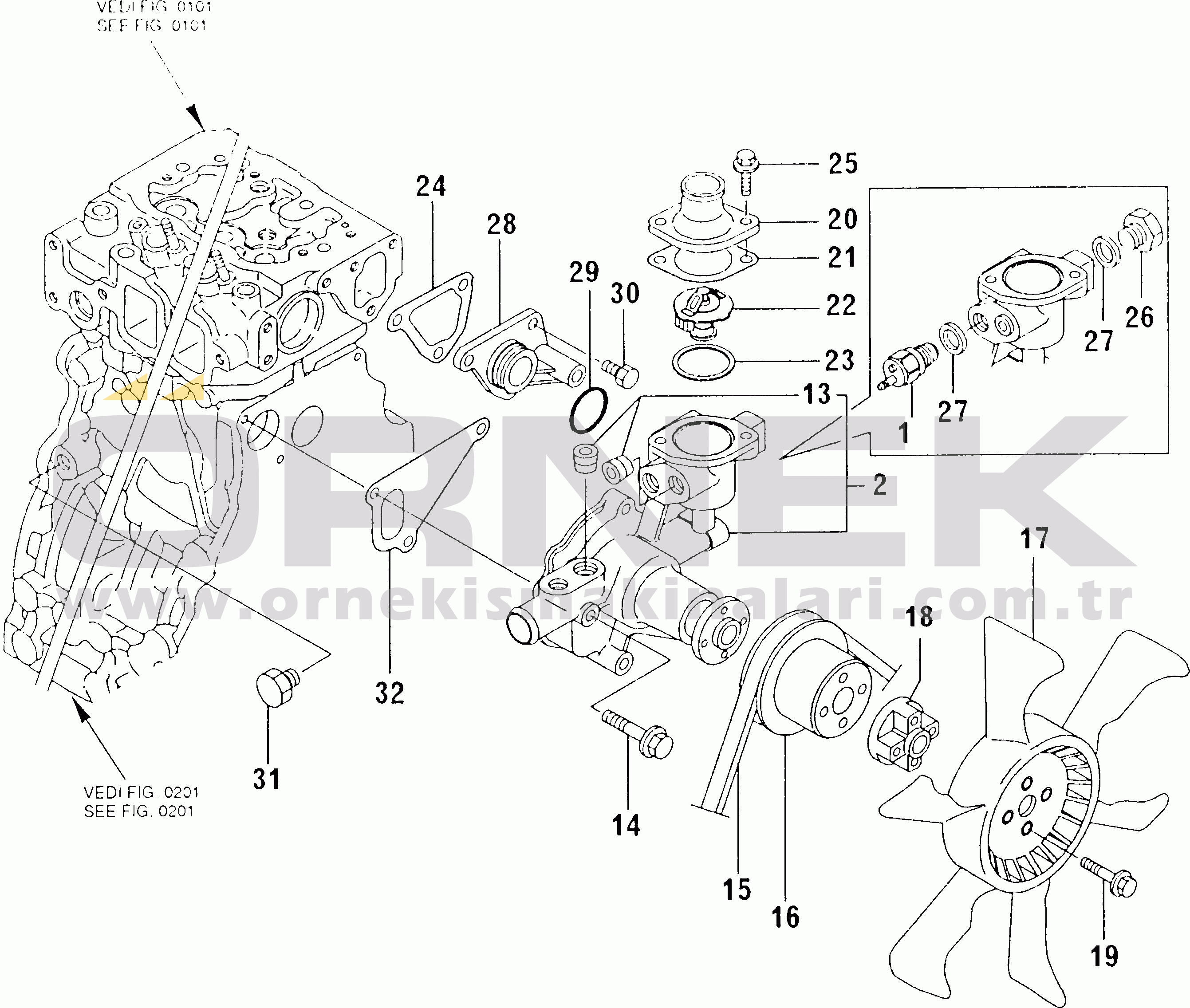 Komatsu 4D88E-E1FD S/N 17583-UP COOLING WATER SYSTEM