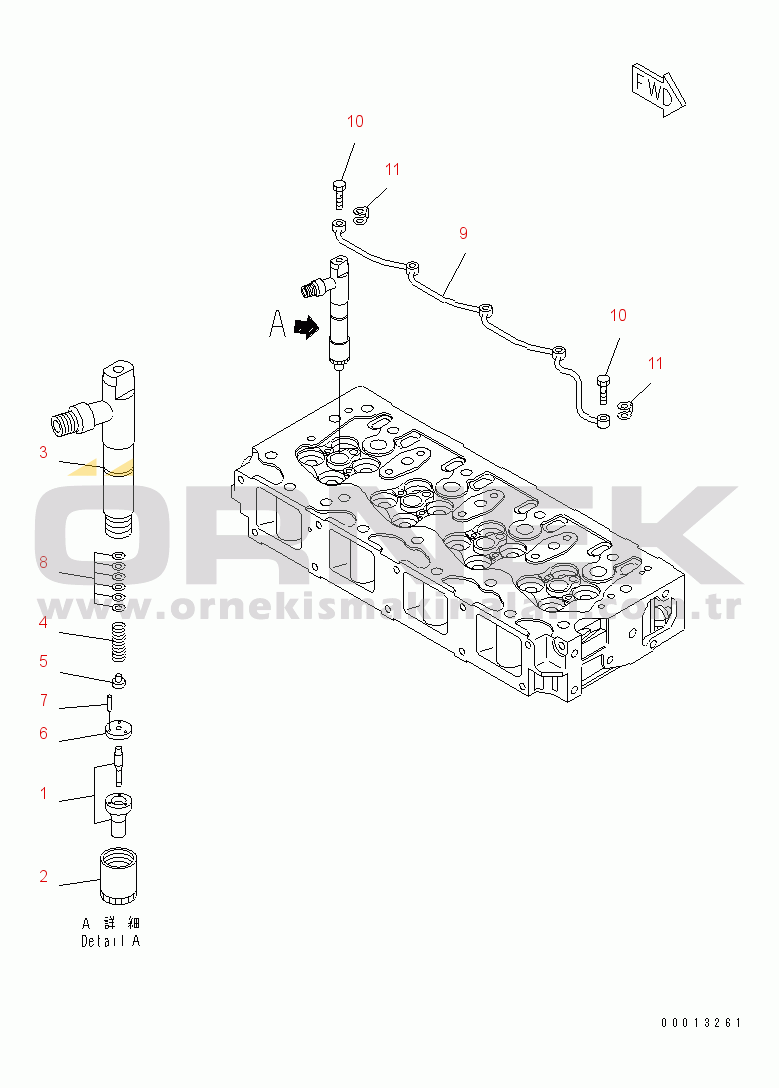 Komatsu 4D94LE-2Z-AD S/N 00251-UP FUEL NOZZLE AND SPILL HOSE(#01214-)