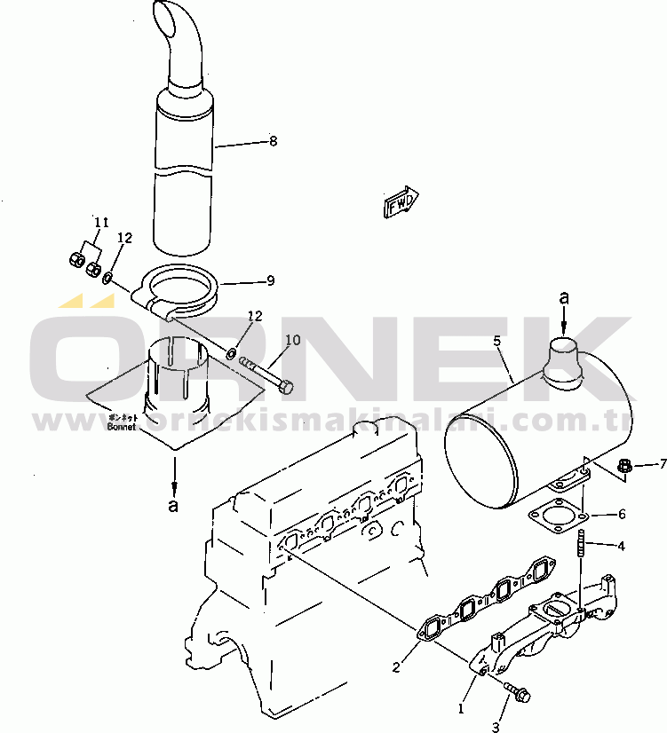 Komatsu 4D95S-W-1F-S S/N 23318-UP EXHAUST MANIFOLD AND MUFFLER