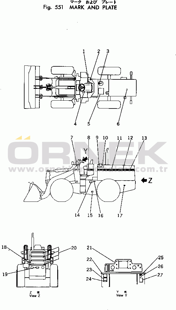 Komatsu 520B-1 S/N 10001-UP MARK AND PLATE