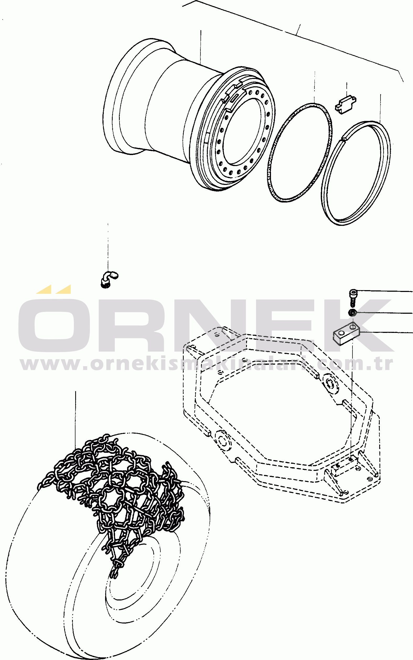 Komatsu 66C/D S/N 371510001 - UP DISC WHEEL, FOR TIRE SIZE 23.50-25