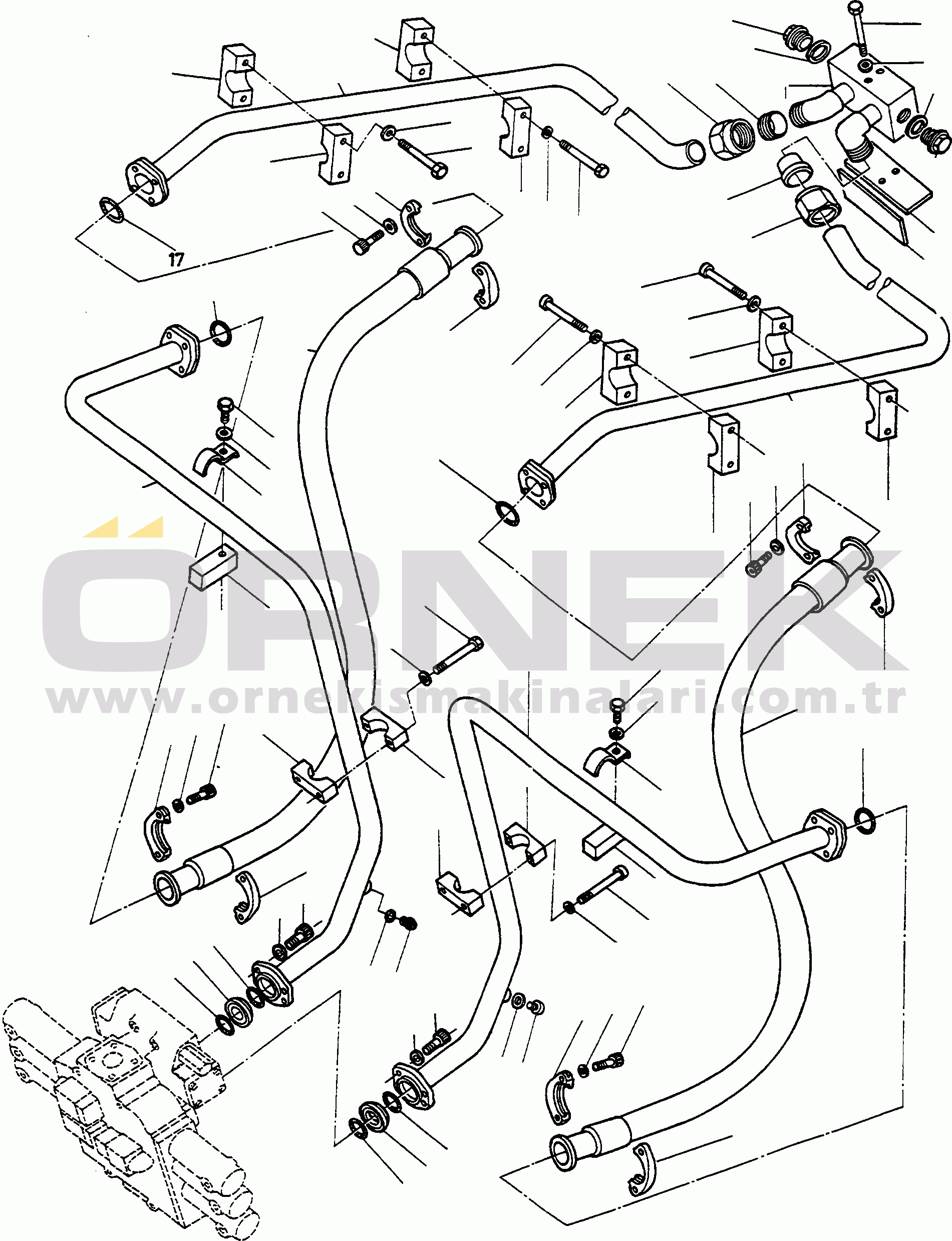 Komatsu 66C/D S/N 371510001 - UP PIPINGS FOR ACCESSORY EQUIPMENT