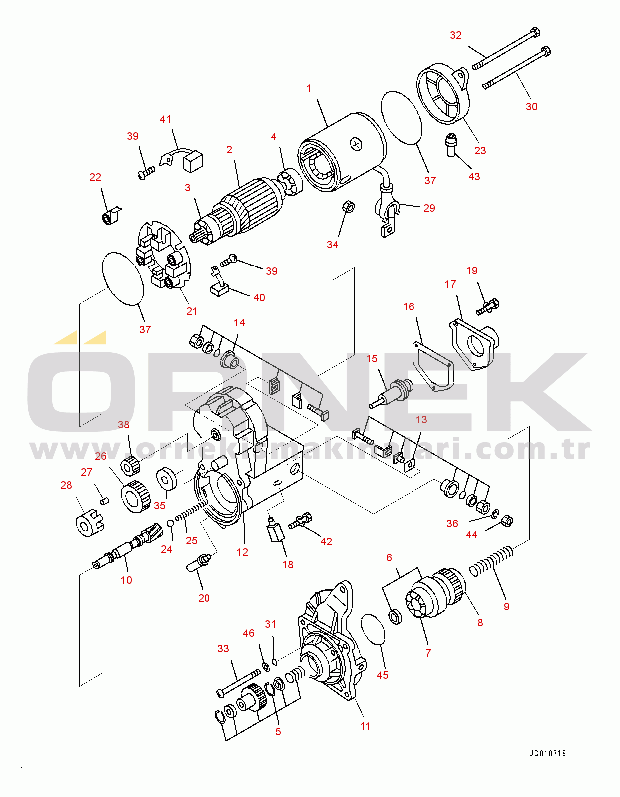 Komatsu SAA6D107E-2 S/N 26600164-UP (For PC210LC-10) Starting Motor, 5.5KW
