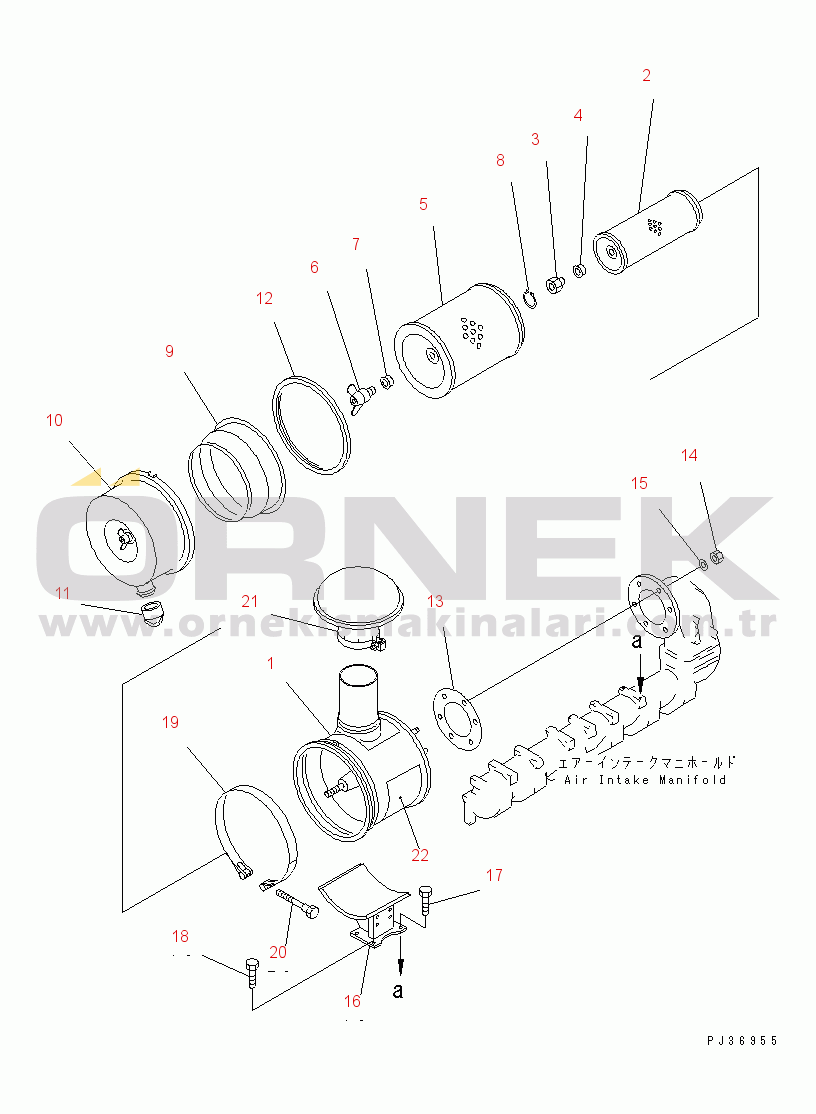 Komatsu 6D125-1A S/N 10001-UP AIR CLEANER AND MOUNTING (FOR TRIMMING DOZER)