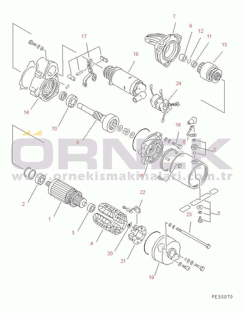 Komatsu 6D125-1A S/N 10001-UP STARTING MOTOR (7.5KW)(#18200-)