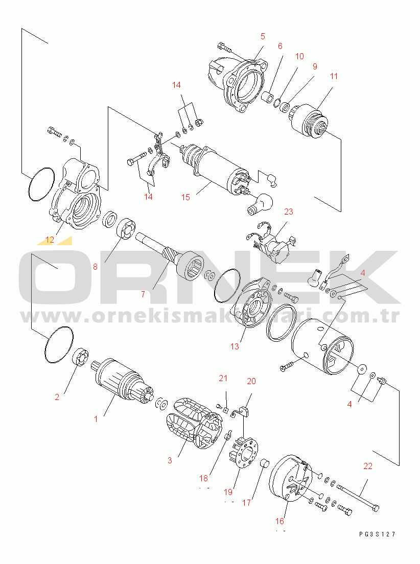 Komatsu 6D125-1F S/N 10001-UP STARTING MOTOR (7.5KW)(#10001-18199)