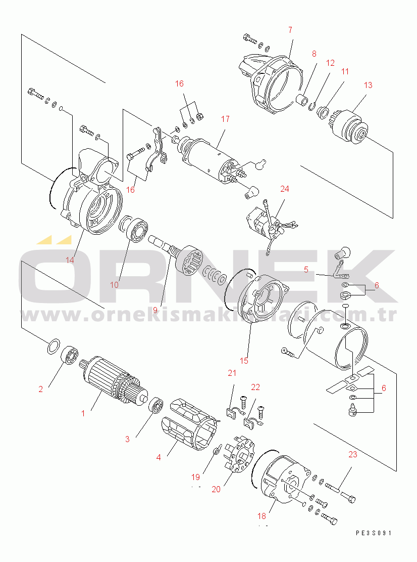 Komatsu 6D95L-1RR S/N 10001-UP STARTING MOTOR (5.5KW)(#21727-)