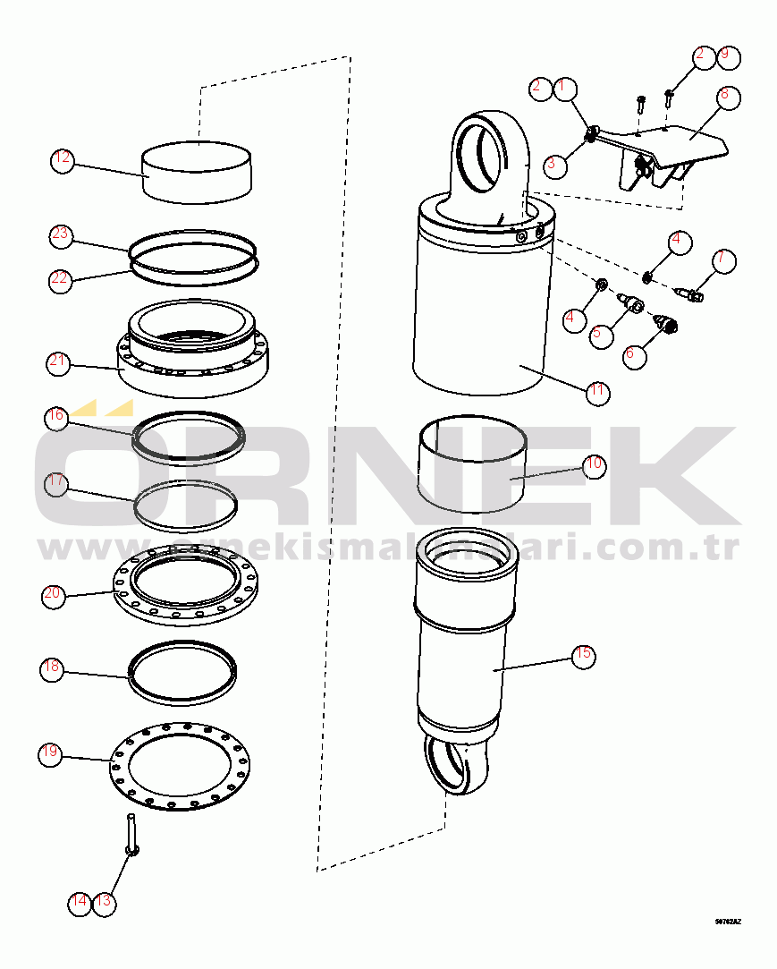 Komatsu HD1500-7 S/N A30001 & UP (SDA12V160)  KOMATSU (AFP64-A)  (BEPB058906) REAR SUSPENSION CYLINDER - RH  (-40C) (EM6652)