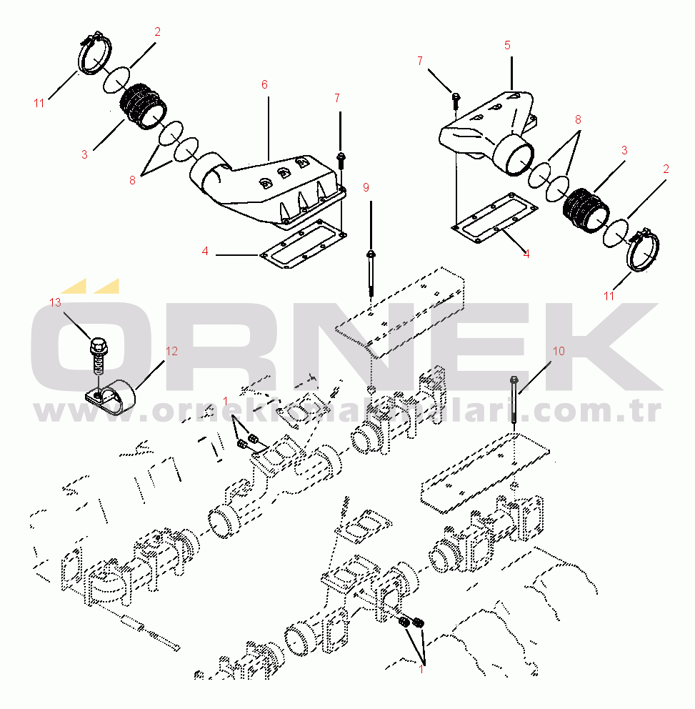 Komatsu 330M S/N A10196-A10211 (DH641) (SA12V140Z-1) AIR CROSSOVER CONNECTION