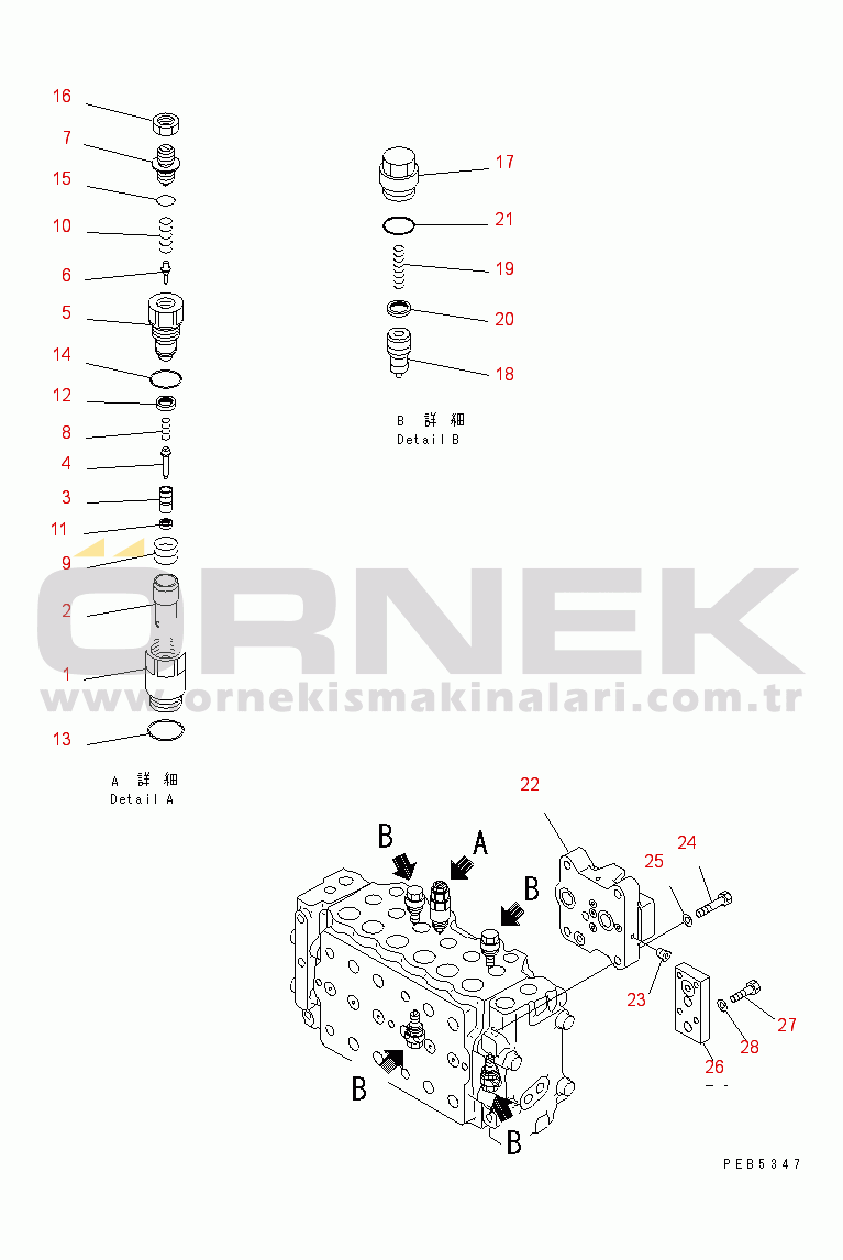 Komatsu PC200-6S,PC200LC-6S  S/N  C10781-UP MAIN VALVE (1-ACTUATOR) (10/12)(#C10001-)