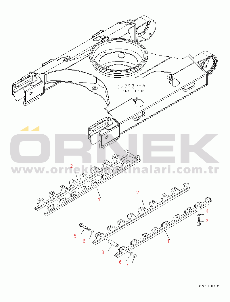 Komatsu PC200-7/PC200LC-7 S/N C70001 AND-UP TRACK FULL ROLLER GUARD (PC200LC-7-US,PC200LC-7-W1)