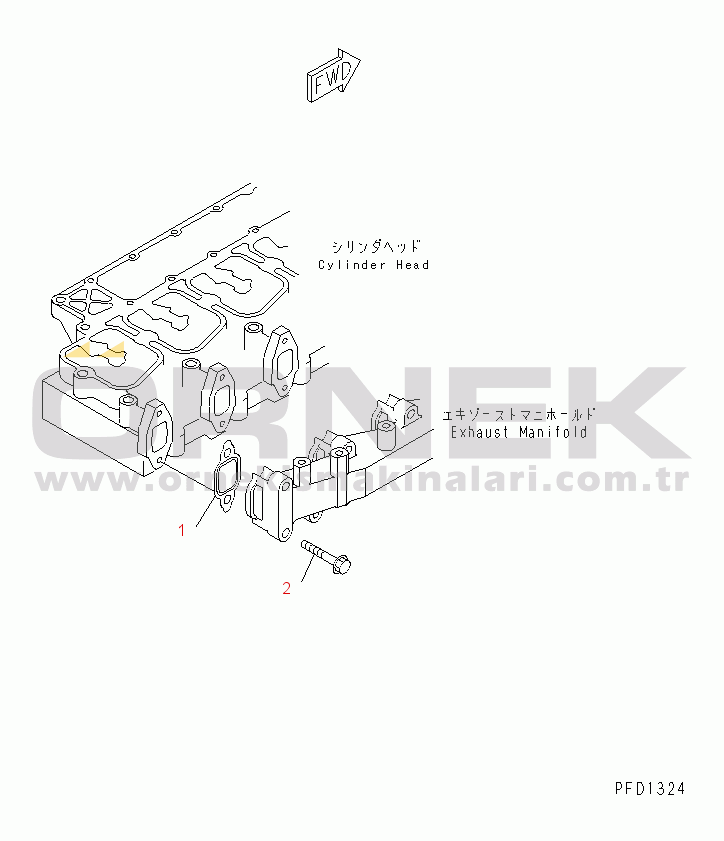 Komatsu SAA6D102E-2C-8 S/N 26274903-UP EXHAUST MANIFOLD GASKET AND BOLT