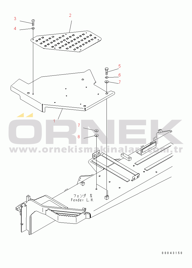 Komatsu D155A-6 S/N 85001-85076 FENDER RELATED (STEP COVER L.H.)(#85001-)