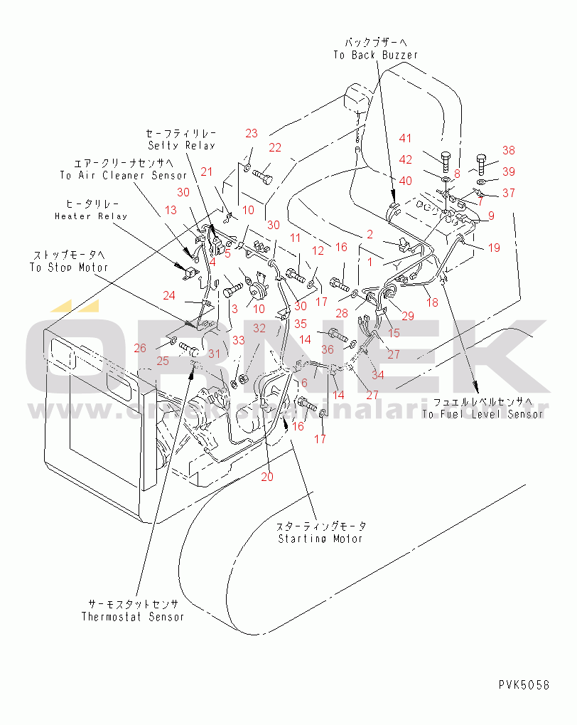 Komatsu D20P-7A-M S/N 78604-UP VEHICLE WIRING (FOR MONO LEVER STEERING) (1/2)(#78604-80227)