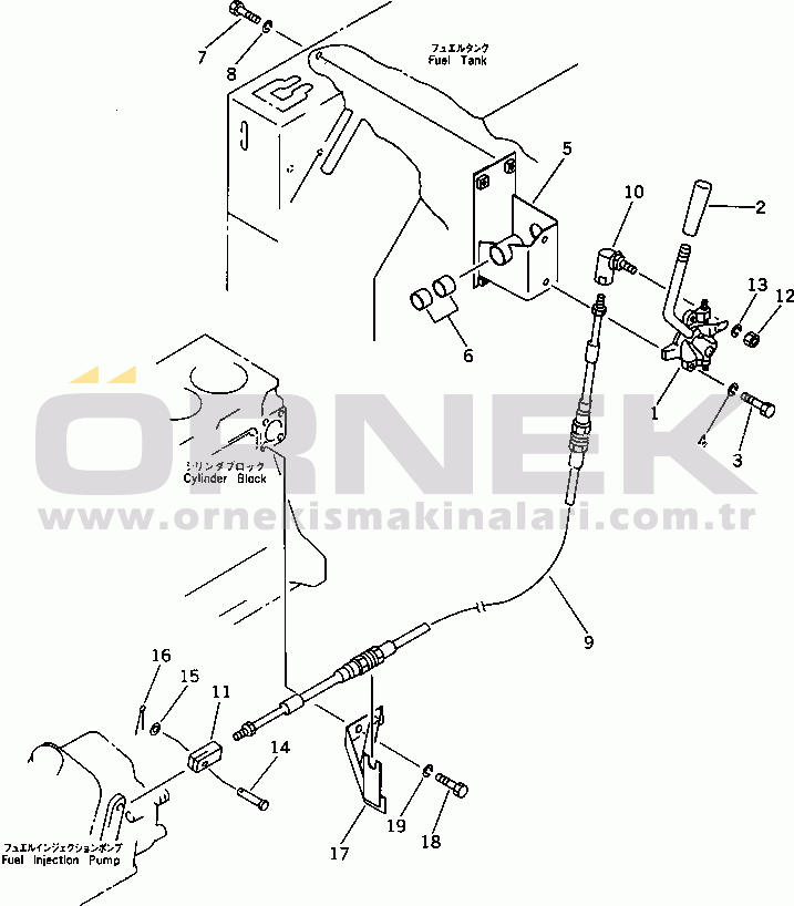 Komatsu D31S-18 S/N 40001-UP FUEL CONTROL LEVER