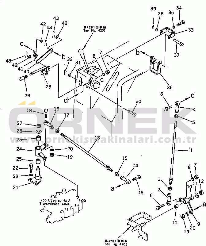 Komatsu D31S-18 S/N 40001-UP TRANSMISSION CONTROL LINKAGE