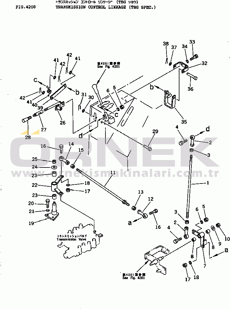 Komatsu D31S-18 S/N 40001-UP TRANSMISSION CONTROL LINKAGE (TBG SPEC.)