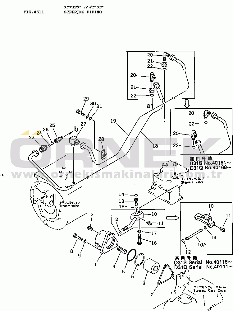 Komatsu D31S-18 S/N 40001-UP STEERING PIPING