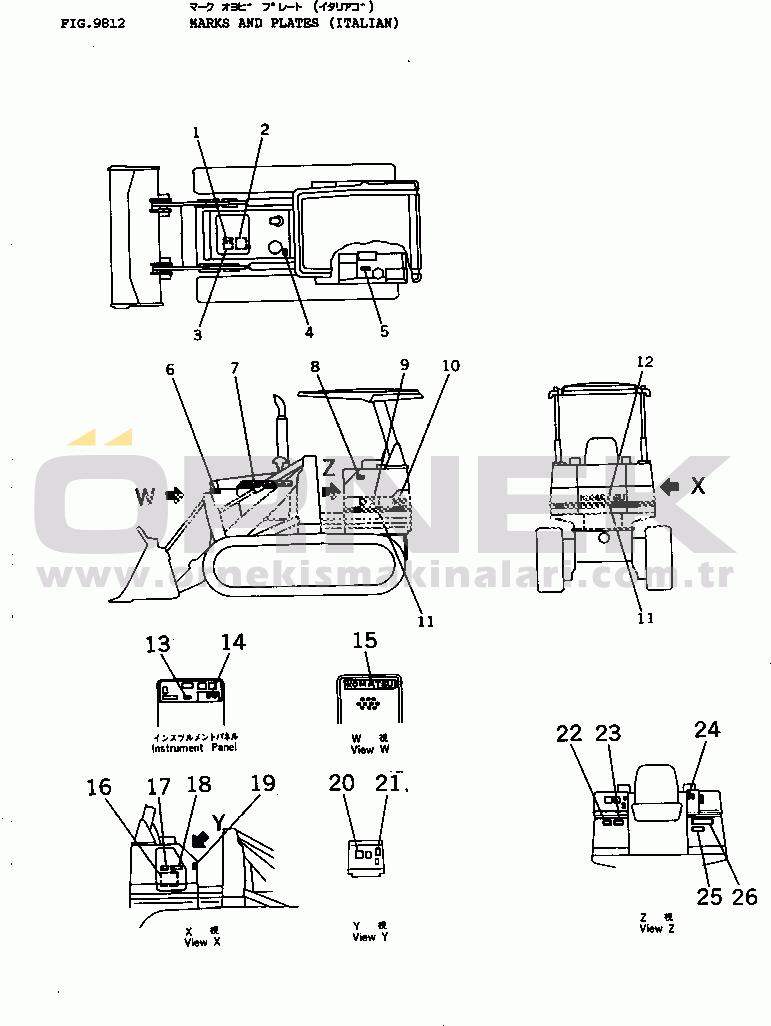 Komatsu D31S-18 S/N 40001-UP MARKS AND PLATES (ITALIAN)